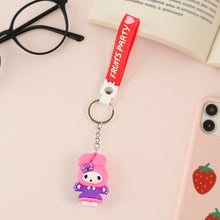 Cute Cartoon Silicone 3D Key Chain with Metal Hook & Strap (Pack of 1)